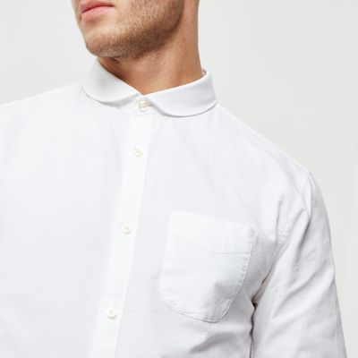 White cotton penny collar Oxford shirt
